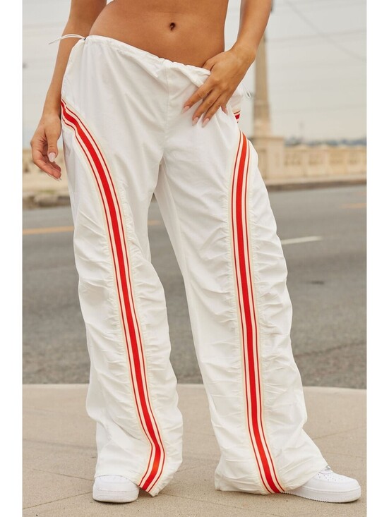 Fashion Nova Pants - Fashion NOVA Sporty Spice Nylon Pant - Red Stripe White/combo Large